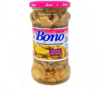 Champignons émincés – Bono – Pieds et morceaux- pot en verre 400g