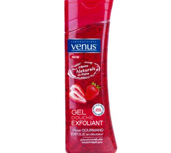 Gel douche exfoliant Venus – Plaisir gourmand – aux pépins naturelles de fraise- 240 ml