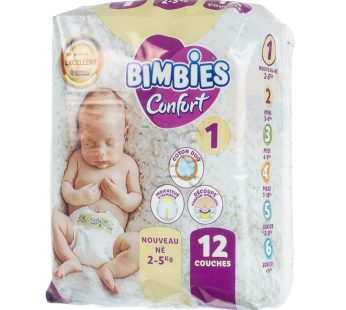 Couches bébé BIMBIES – N1- nouveau-né – 12pcs
